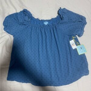 CeCe women’s Ruffled Blue Blouse